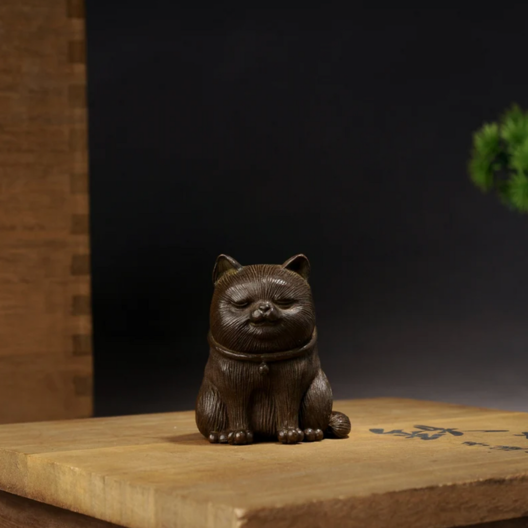 Japanese Meiji Bronze Lucky Kitten