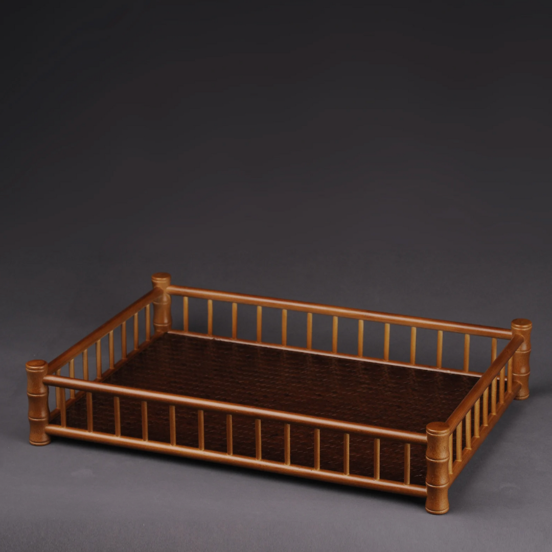 Japanese Bamboo Mahogany Tea Tray