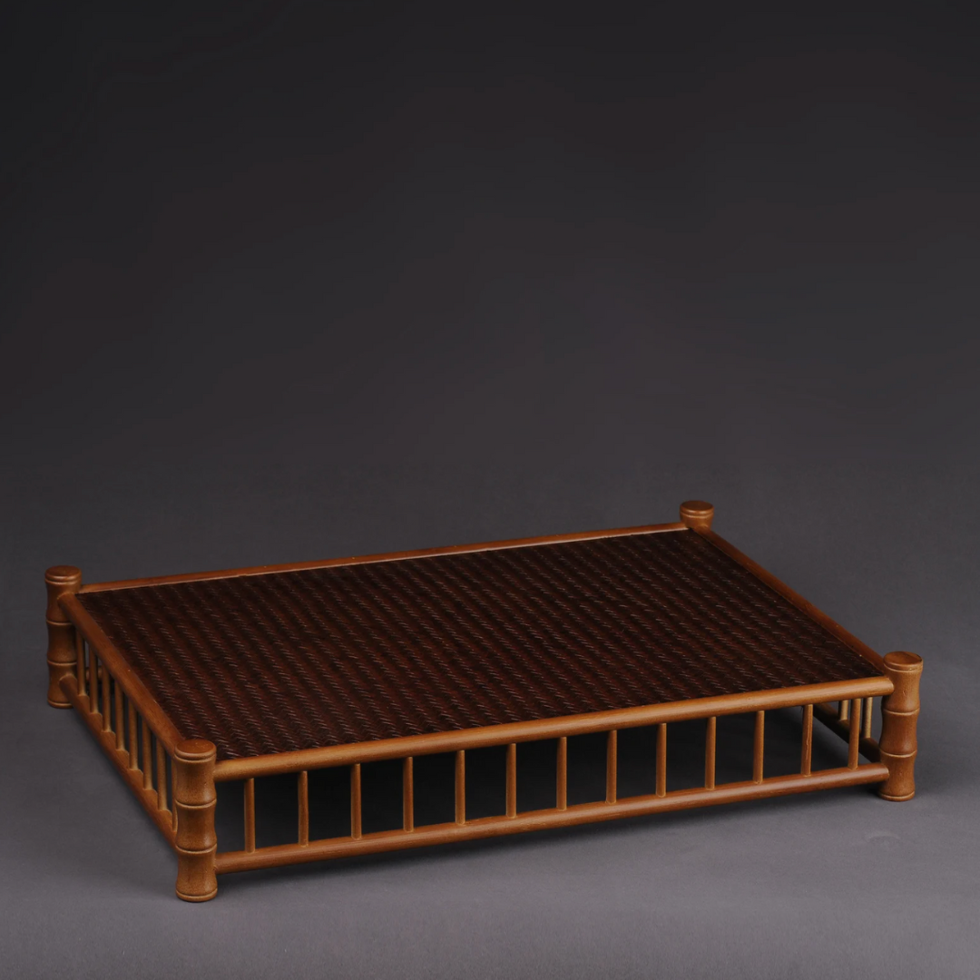 Japanese Bamboo Mahogany Tea Tray