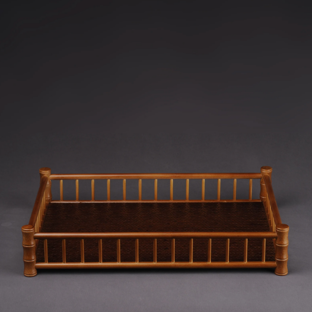 Japanese Bamboo Mahogany Tea Tray