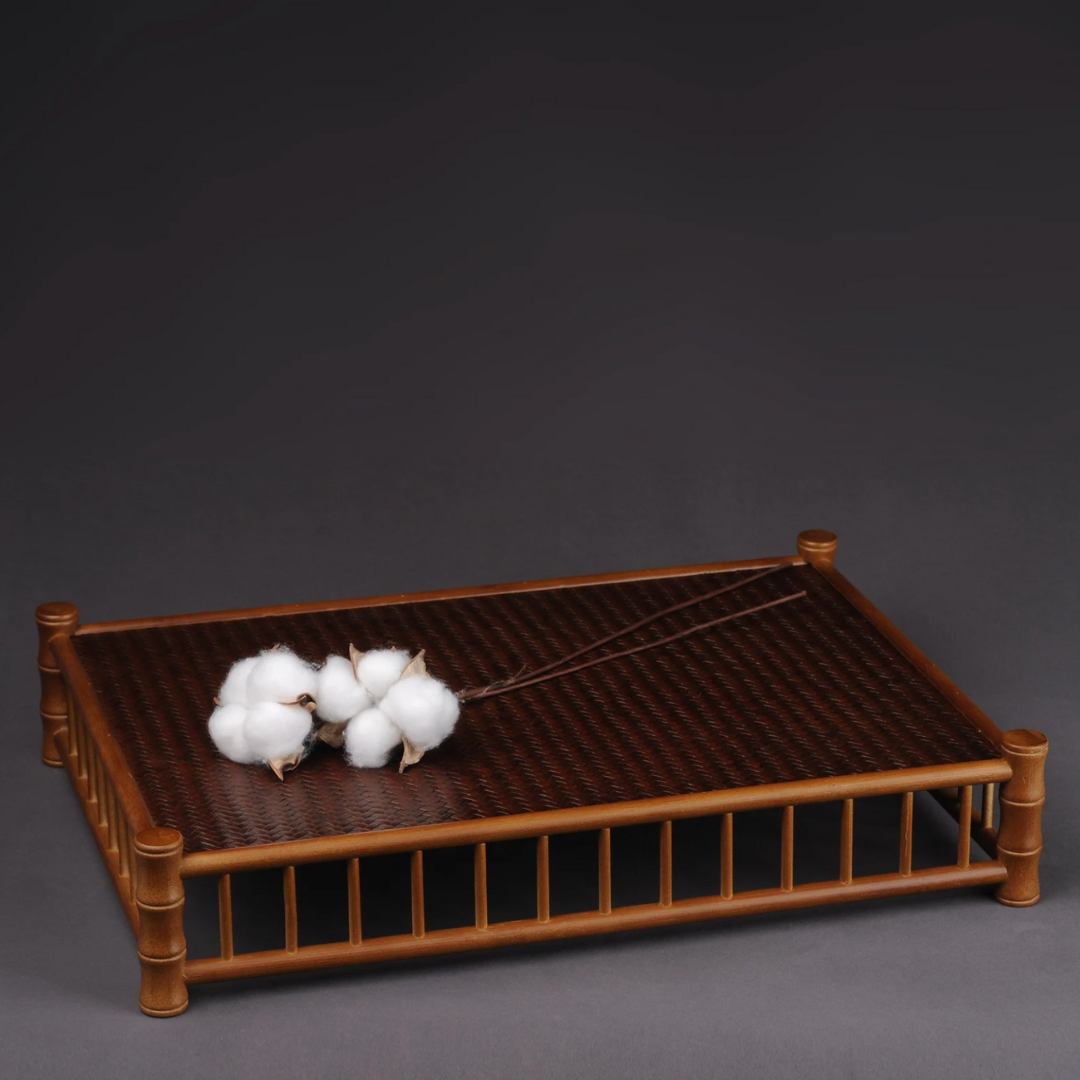 Japanese Bamboo Mahogany Tea Tray