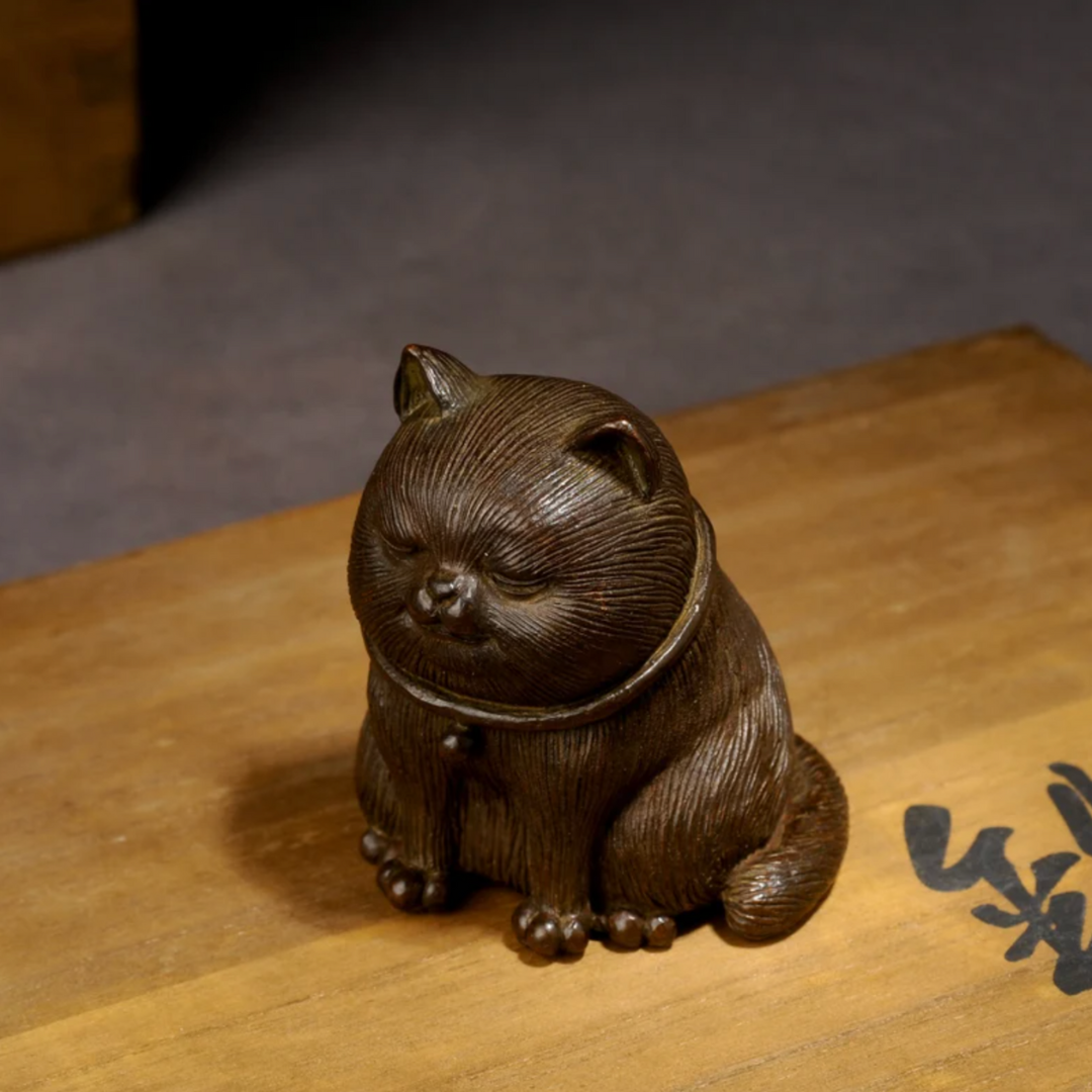 Japanese Meiji Bronze Lucky Kitten