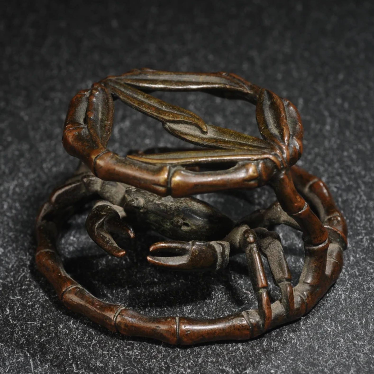 Japanese Bronze Crab Teacup Holder