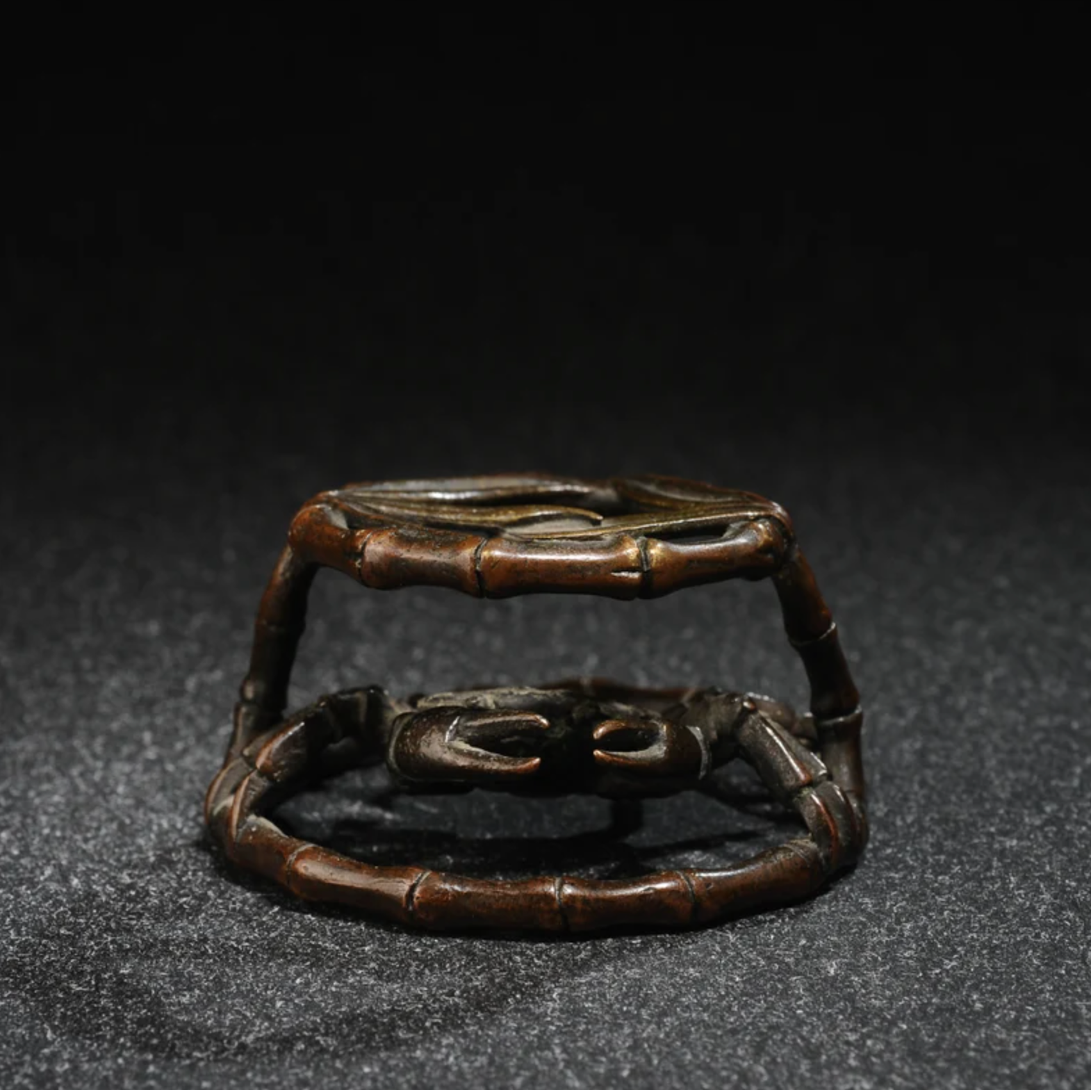 Japanese Bronze Crab Teacup Holder