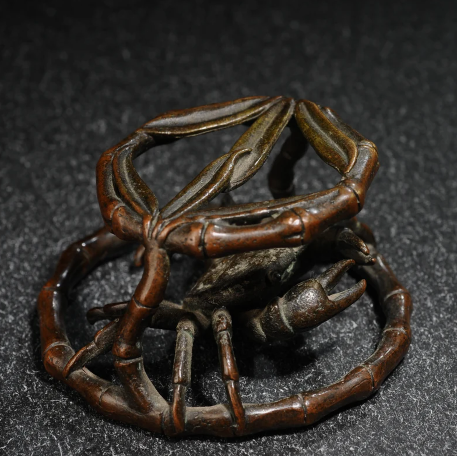 Japanese Bronze Crab Teacup Holder