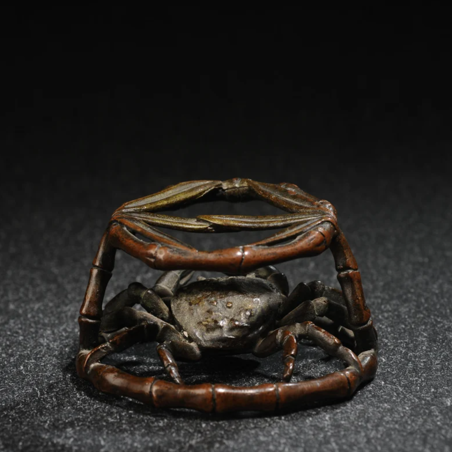 Japanese Bronze Crab Teacup Holder