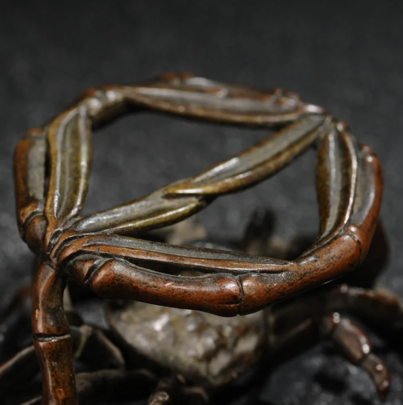 Japanese Bronze Crab Teacup Holder