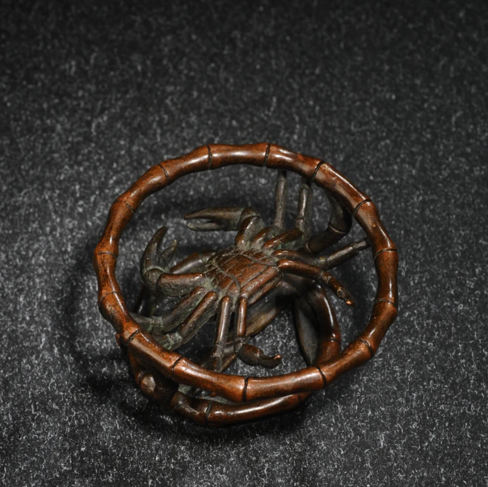 Japanese Bronze Crab Teacup Holder