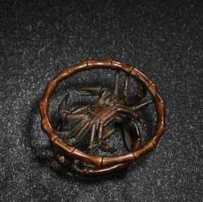 Japanese Bronze Crab Teacup Holder